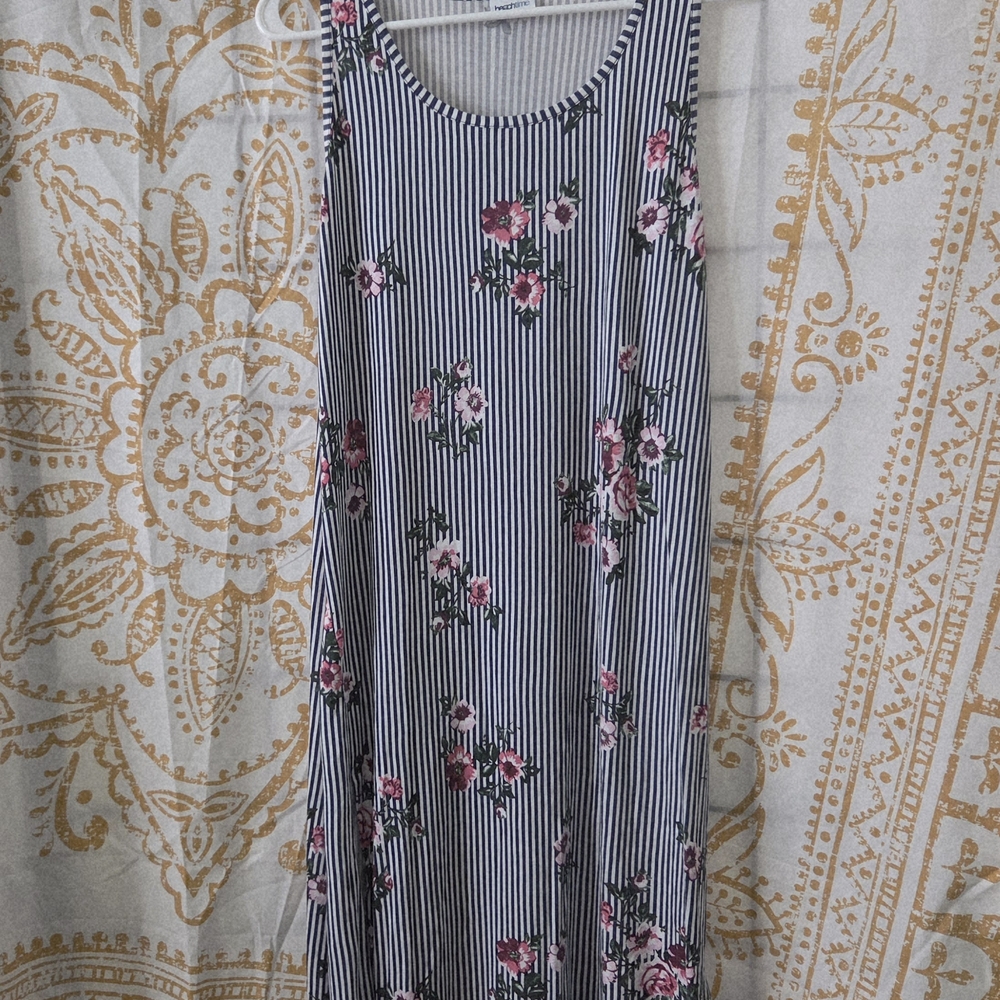 Floral Striped Sleeveless Dress